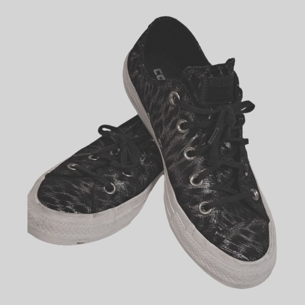 Converse Chuck Taylor All Star Sneakers In Black Metallic Leopard 6
